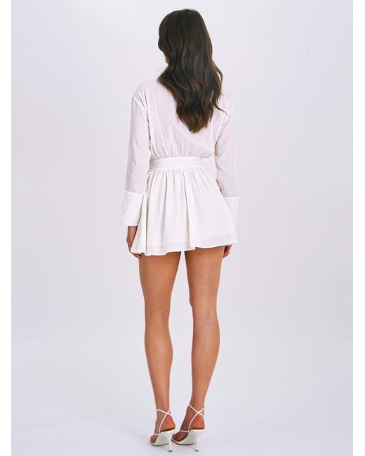 Miss Circle New York White Jamila Shirt Mini Dress With Embroidered Waist Detail
