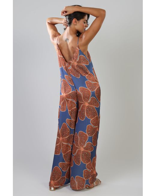 Traffic People Orange Full Bloom And Floral Ithaca Sleeveless Jumpsuit