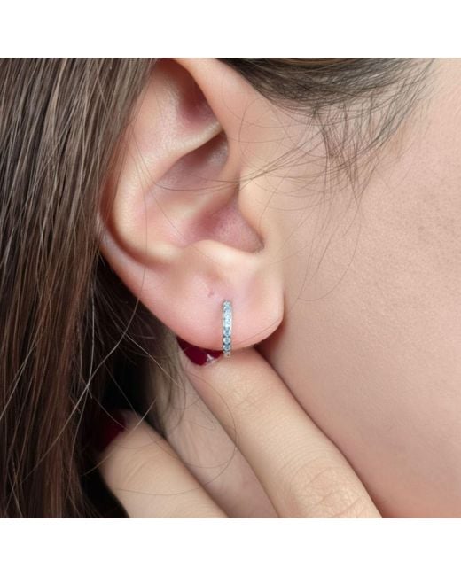 Harfi Blue Aquamarine March Birthstone Small Huggie Hoops