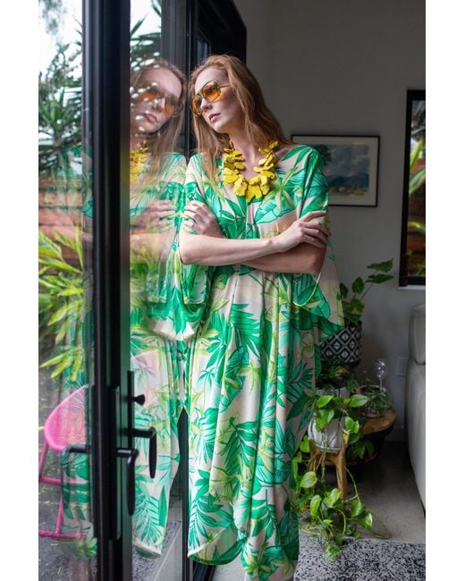 Jennafer Grace Green Canopy Nude Caftan