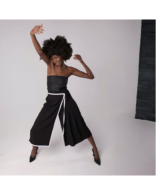 London Atelier Byproduct Blue Asymmetrical Culottes Trousers With Wrap Detail