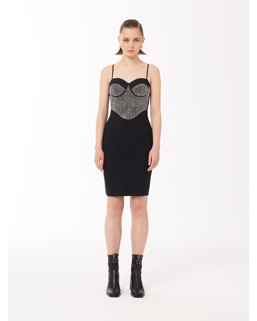 Sour Figs Black Embellished Bandage Mini Dress