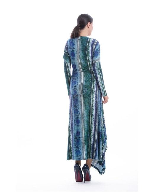 Conquista Blue Faux Wrap Maxi Dress By