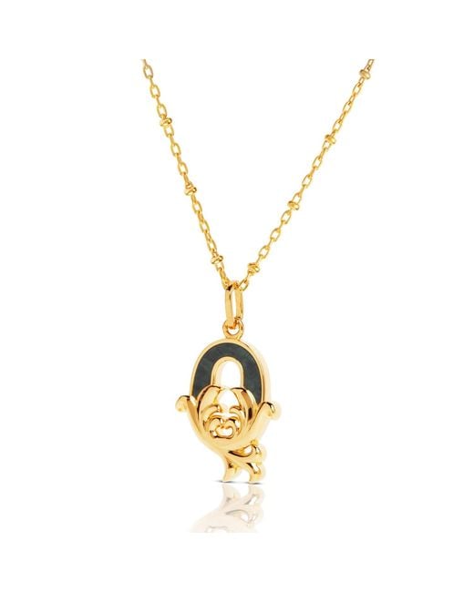 Kasun Metallic Plated Q Initial Necklace With Marble