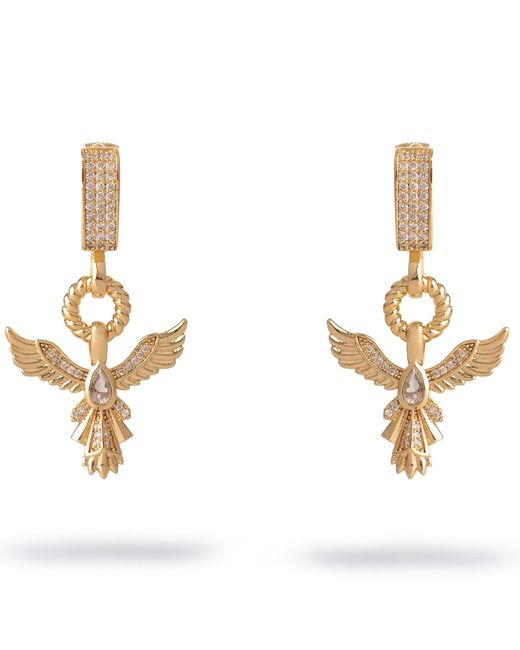 Ebru Jewelry Metallic Golden Phoenix Drop Earrings