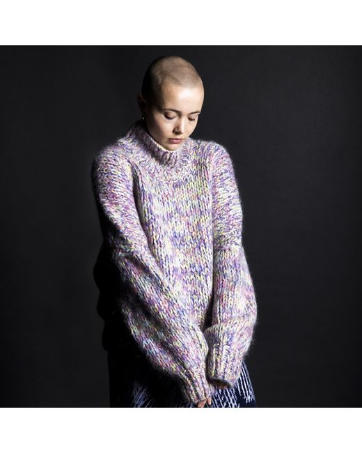 Essien & Emre Purple Viride Wool Mohair Hand Knit Jumper Haze