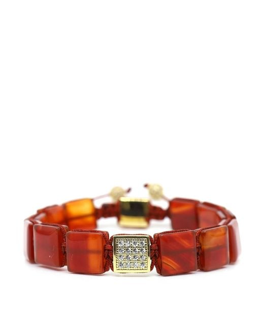 Shar Oke Red Carnelian Square Bracelet for men