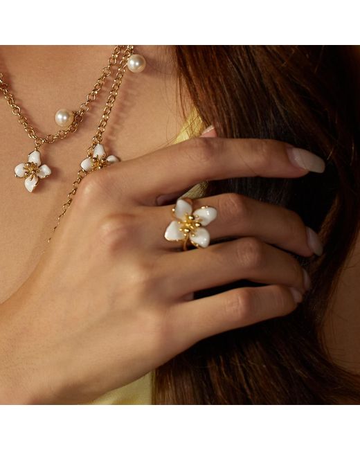 Retro Chic Metallic Iris Blossom Ring