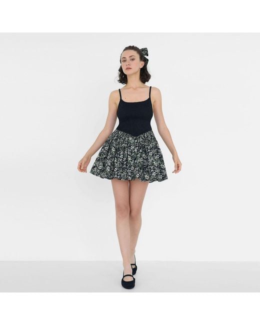 NUAJE NUAJE Black Bianca Smocked Ballerina Mini Dress