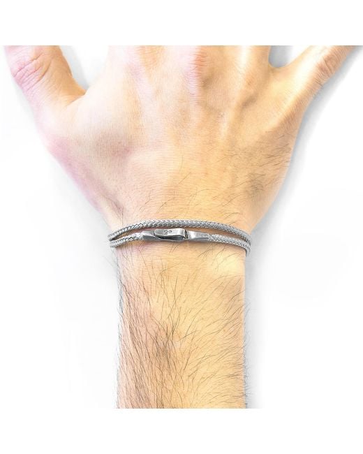 Anchor and Crew Metallic Classic Grey Liverpool Silver & Rope Bracelet for men
