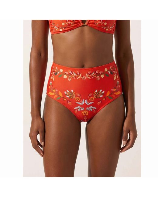 Jessie Zhao New York Red Scarlet Bloom Reversible Bikini Bottom