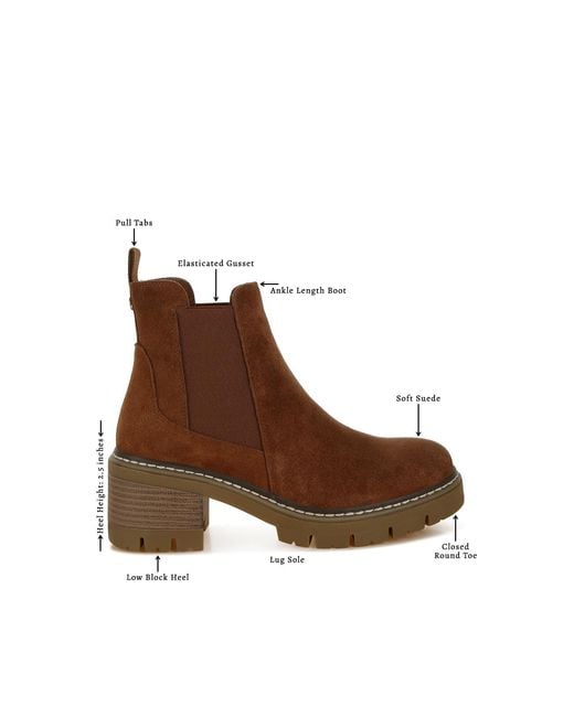 Rag & Co Brown Vostok Suede Chunky Chelsea Boots