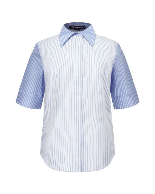 Smart and Joy Blue Two-Tone Cotton Shirt