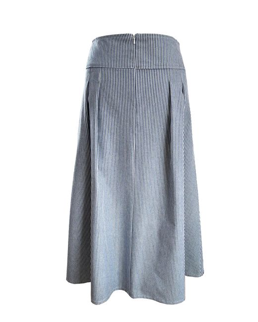 The Well Worn Blue The Dune Skirt – Chambray Ticking Stripe