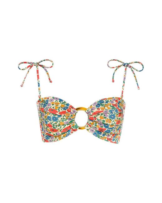 Montce Multicolor Florencia Floral Tori Ties Bandeau Bikini Top