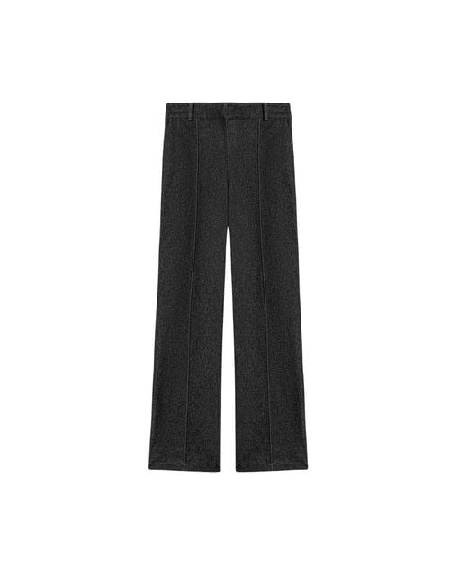 Nocturne Black High-Rise Tailored Straight-Leg Pants