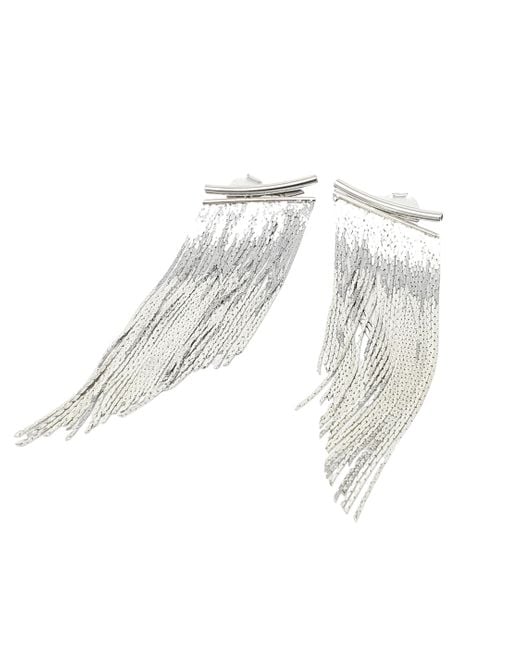 Harfi White Statement Waterfall Party Tassel Earrings