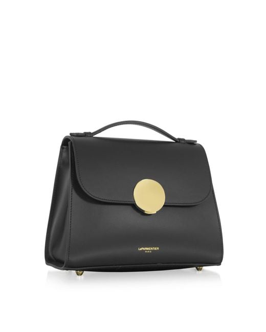 Le Parmentier Black Bombo Top-Handle Satchel Bag W/Strap