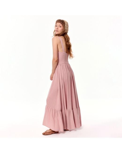 Mandragora Pink Strappy Dress With Flounce