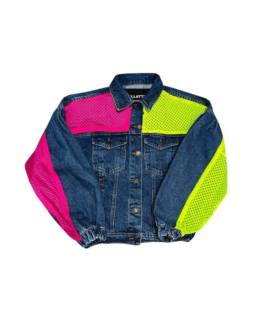 Quillattire Multicolor Denim Jacket With Neon & Nike Mesh