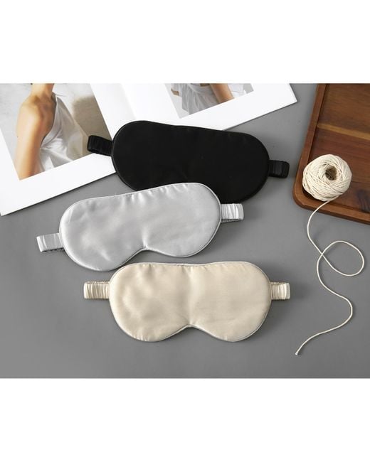 Soft Strokes Silk Natural Neutrals Pure Mulberry Aviator Style Silk Eye Mask Set Of Two