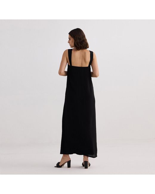 REISTOR Black Twilight Twist Strappy Maxi Crepe Dress