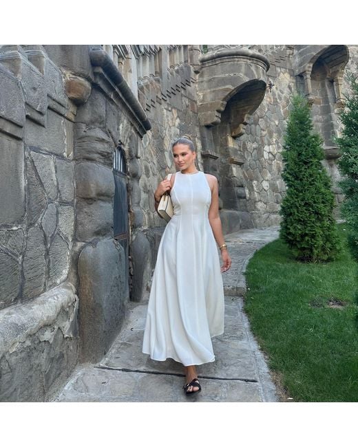 concept A trois White Off Shoulder, Midi Dress