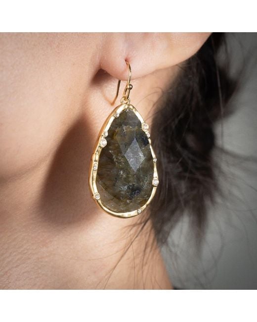 Rare Matters Jewelry Brown Timeless Nature's Beauty Teardrop Earrings Labradorite