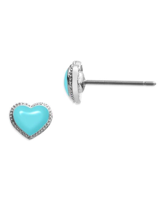 Grosse Blue Platinum & Light Enamel Heart Earrings, Series Pop Heart