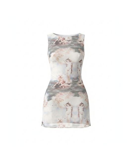 Alia Studio Gray Soleil Mini Mesh Dress