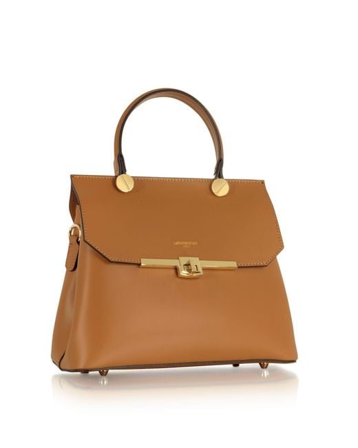 Le Parmentier Brown Atlanta Top Handle Satchel Bag W/Shoulder Strap