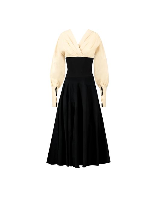 ALINA CERNĂTESCU Black Signora & Midi Cotton Corset Dress