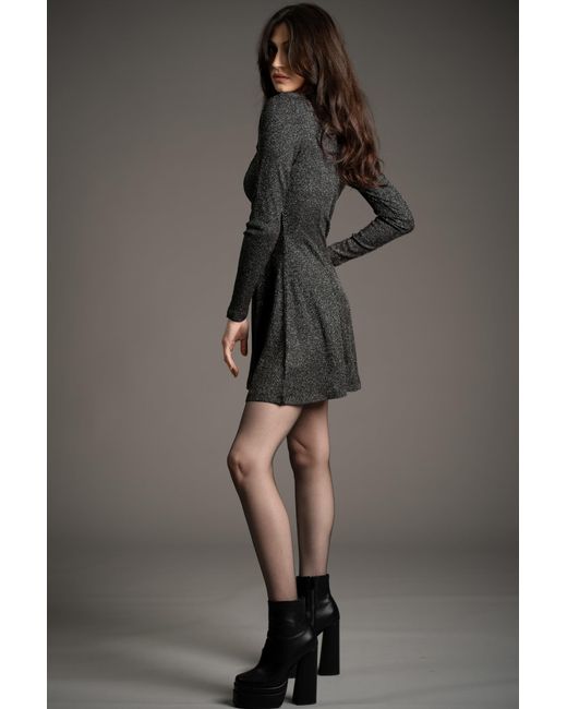 Little Lies Black Neutrals Sweet Jane Gunmetal Shimmer Mini Dress