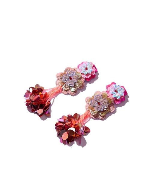 Simitri Red Peony Earrings