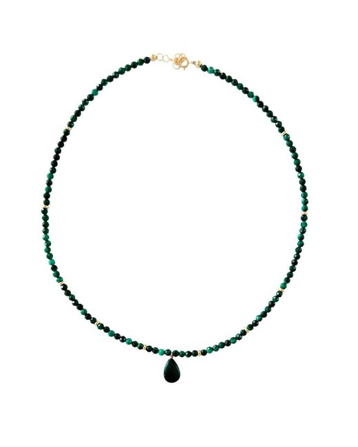 Herself Collections Metallic 14K Malachite Bead Necklace With Drop Pendant