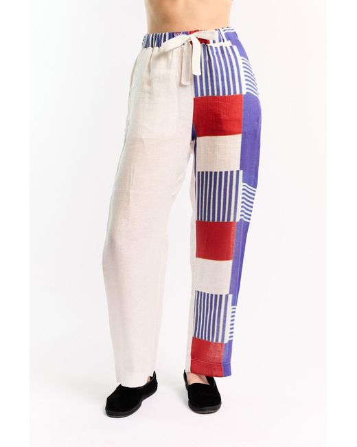 Studio Afuera Blue Lima Printed Linen Pants