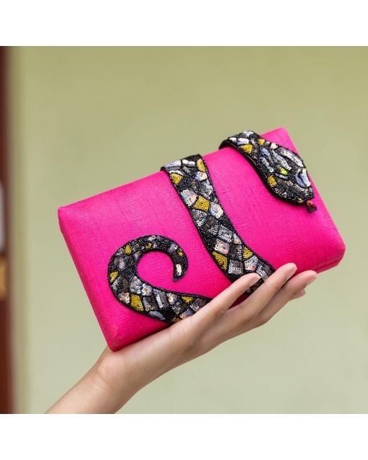 Simitri Pink Kaa Clutch