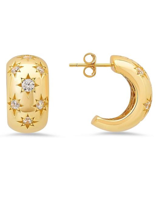 Kylie Harper Metallic Chunky Celestial Statement Hoop Earrings