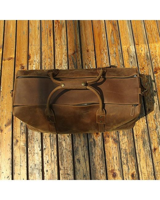 Touri Brown Genuine Leather Holdall Luggage Bag for men