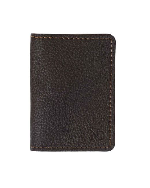 N'damus London Black Bishopsgate Plum Leather Credit Card Holder for men