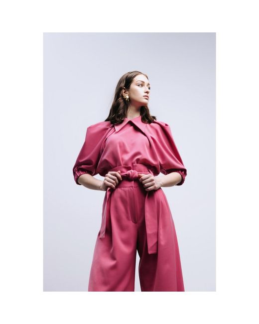 Julia Allert Pink Designer Puff Sleeve Blouse –