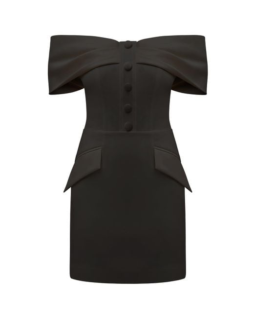 Tia Dorraine Black Steel Confidence Off-Shoulder Mini Dress