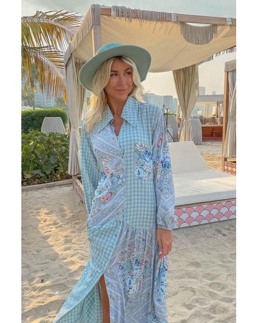 Palm Collective Blue Tulonne Maxi Dress