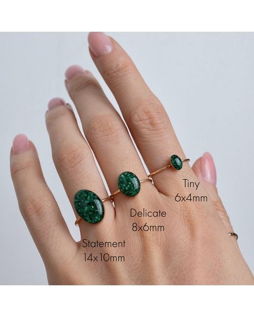 Kate Koel Green Statement Emerald Oval Cocktail Ring