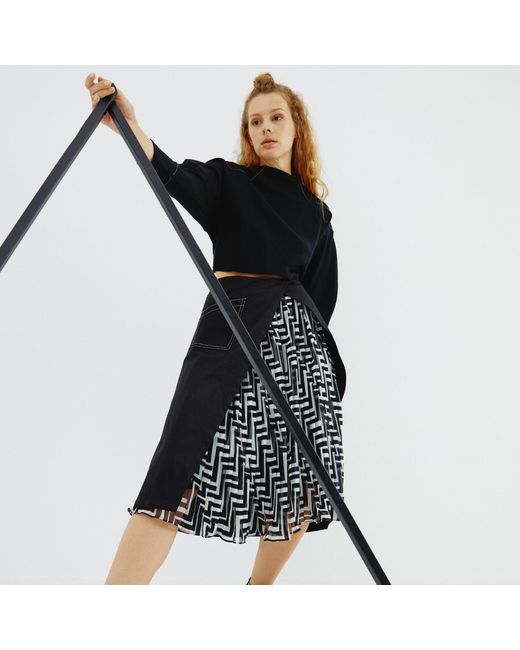 Mirimalist Black Zigzag Pleated Midi Skirt
