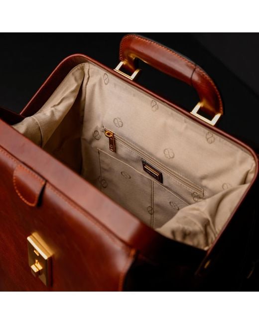 Time Resistance Brown Cognac Leather Backpack for men