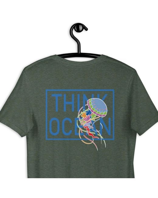 Anchor and Crew Green Forest Think Ocean Jellyfish Fluorescence Cotton Embroidered T-Shirt for men