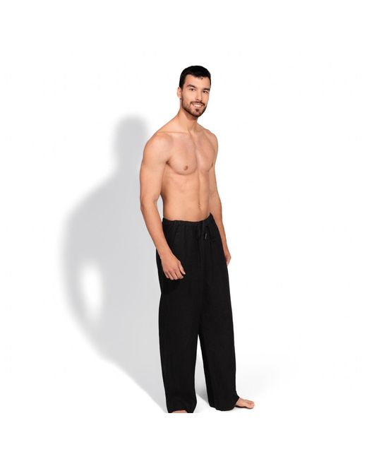 Maison Tangerine Black Wide Leg Linen Long Trousers For