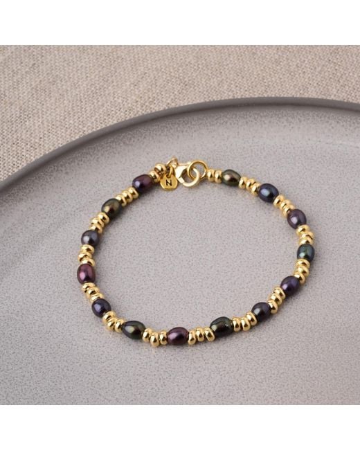 Nellou Jewellery Metallic Ellen Gem Peacock Pearl Bracelet Plated Sterling