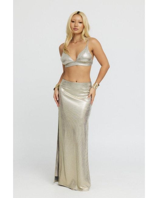 Why Mary Gray Astraea Metallic Maxi Skirt